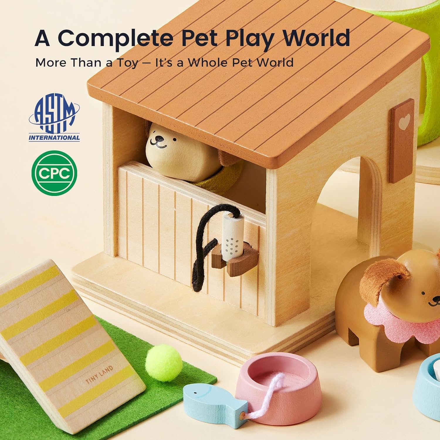 imageTiny Land Wooden Dollhouse Animal Set for Toddlers Dollhouse Accessories amp Dolls House Furniture Sets for Toddlers Montessori Pretend Play Family Pets Set Toys Gift for Kids Age 3